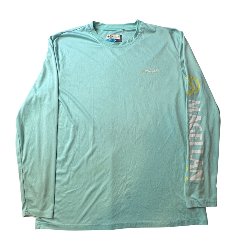 Magellan Shirt Mens L Blue Casting Crew Fish Gear Long Sleeve Moisture‎ Wicking